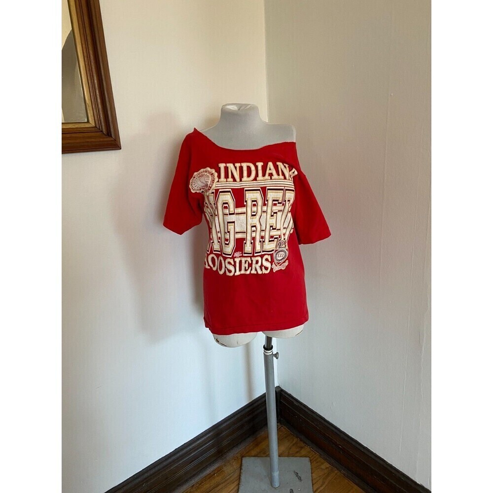 VTG 90s IU Indiana University Hoosiers T Shirt Single Stitch SOS BIG RED Shoulde